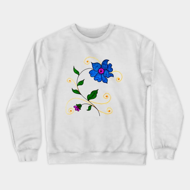 blue floral Crewneck Sweatshirt by TaarsDesigns